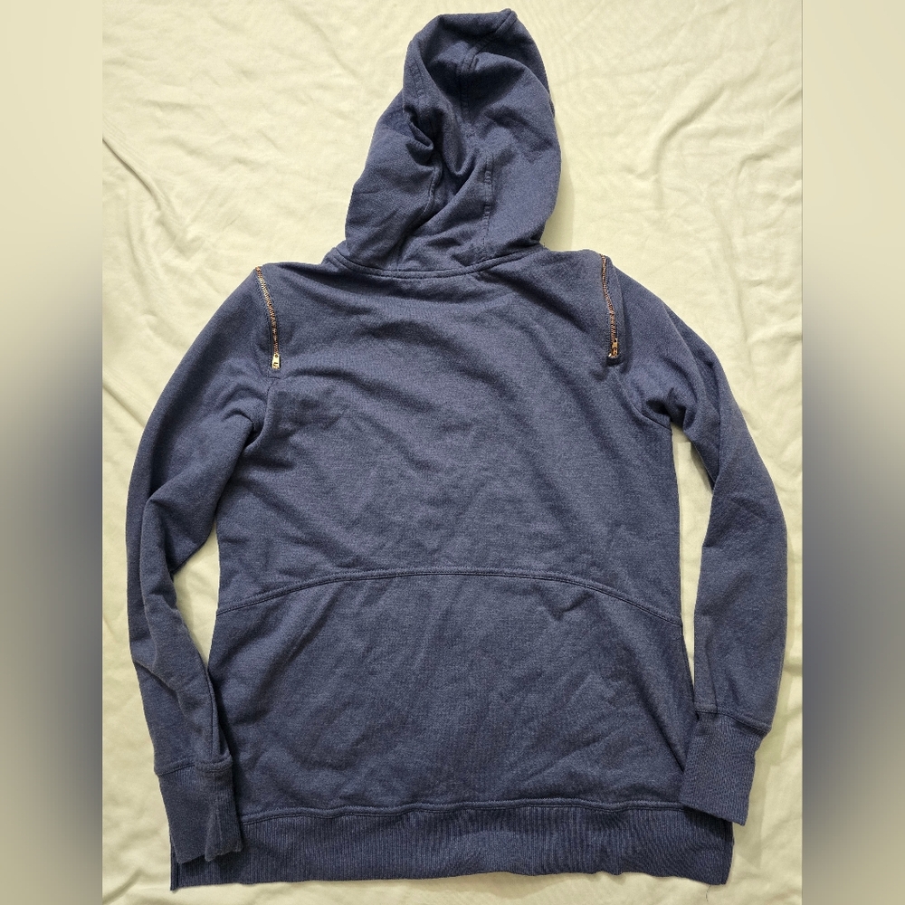 Nanette Lepore Blue Hoodie Jacket With Pockets And Rose Gold Zippers medium - Picture 9 of 10